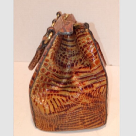 Vintage BRAHMIN ANNABELLE Melbourne Pecan Croc-Embossed Leather Zip-top Satchel - Picture 5 of 13